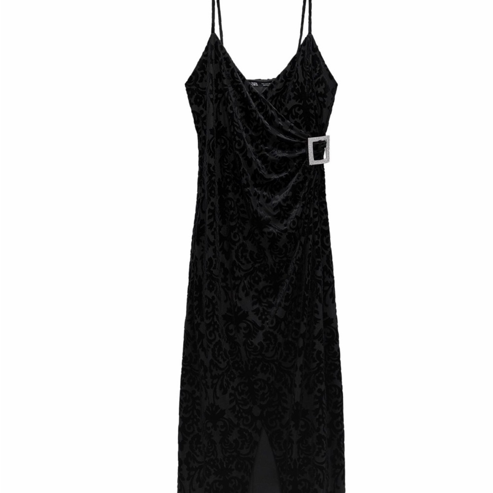 Zara Black Patterned Midi Dress